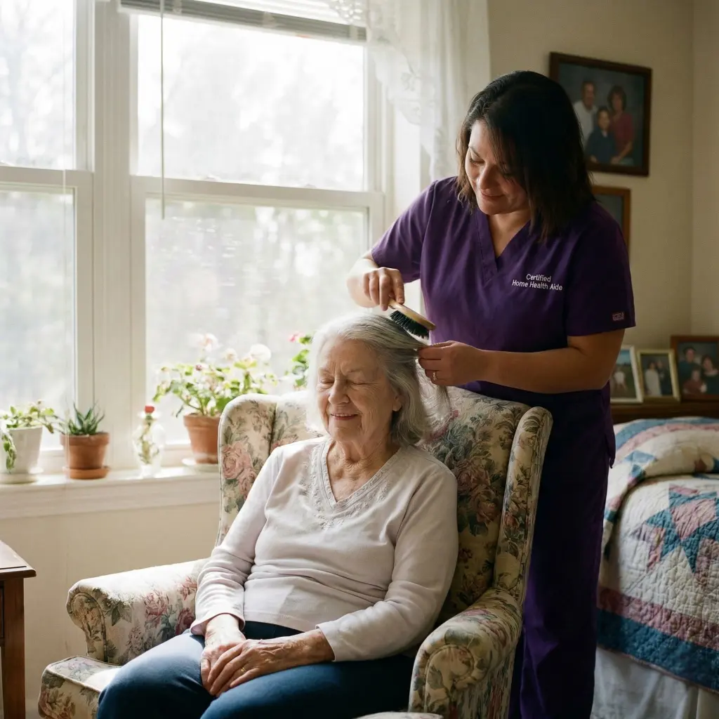Certified aide providing personal care assistance.