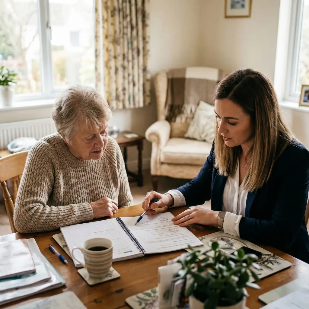 Speech pathologist conducting swallowing therapy.